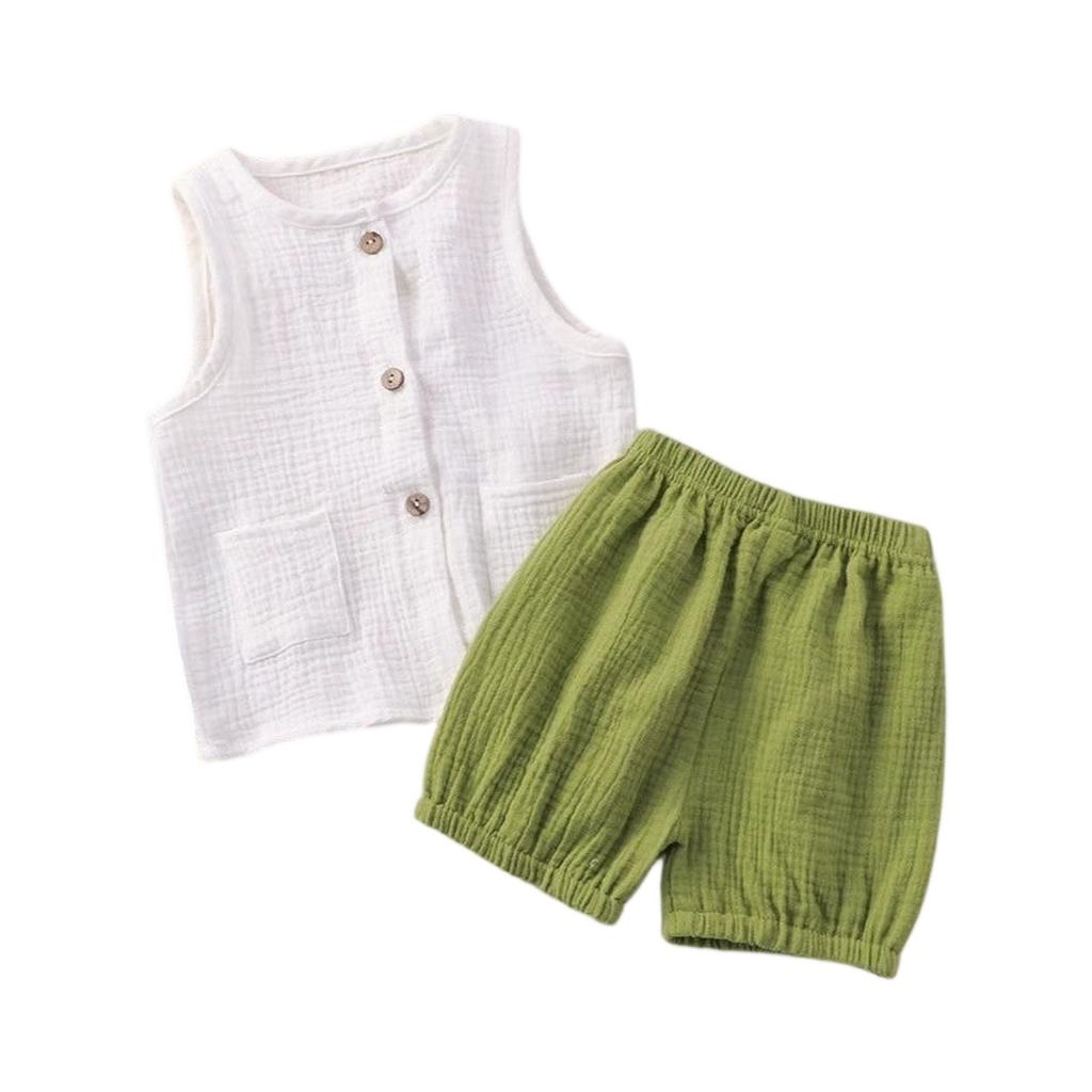 Kids 2-Piece Sleeveless Top & Shorts - Double-Layer Pajamas
