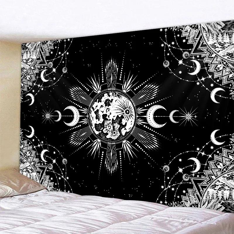VIKAMA Dark Starry Sky Moon Tapestry Dreamlike Star And Moon Element Tapestry Bedroom Headboard InstagramStyle Decor Tapestry