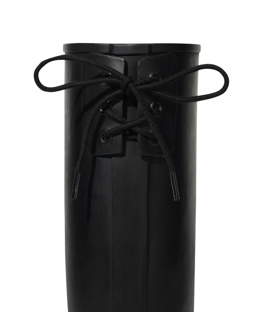 Covernat Woman Clover Heart Bag Lace-Up Rain Boots Long Black