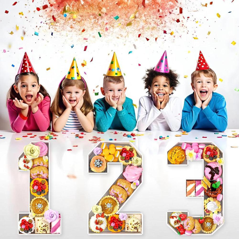 Food Fillable Number Shaped Sweets Flower Candy Cupcake Container Box for Wedding Anniversary Birthday Party Baby Shower Decore