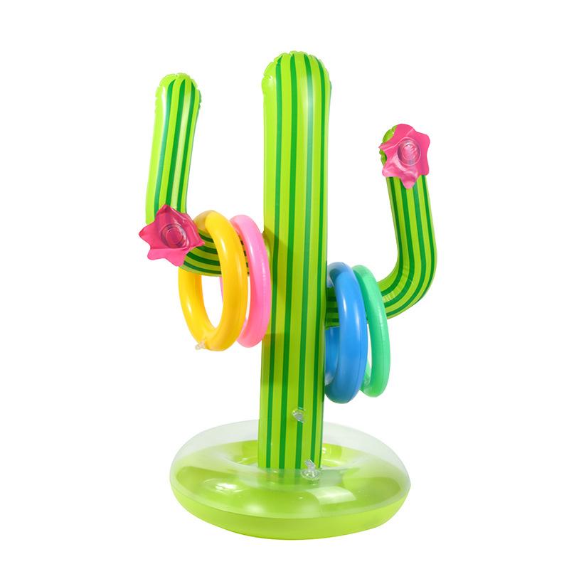 Inflatable Cactus Ring Toss Game PVC Outdoor & Water Play Toy Set 63*32