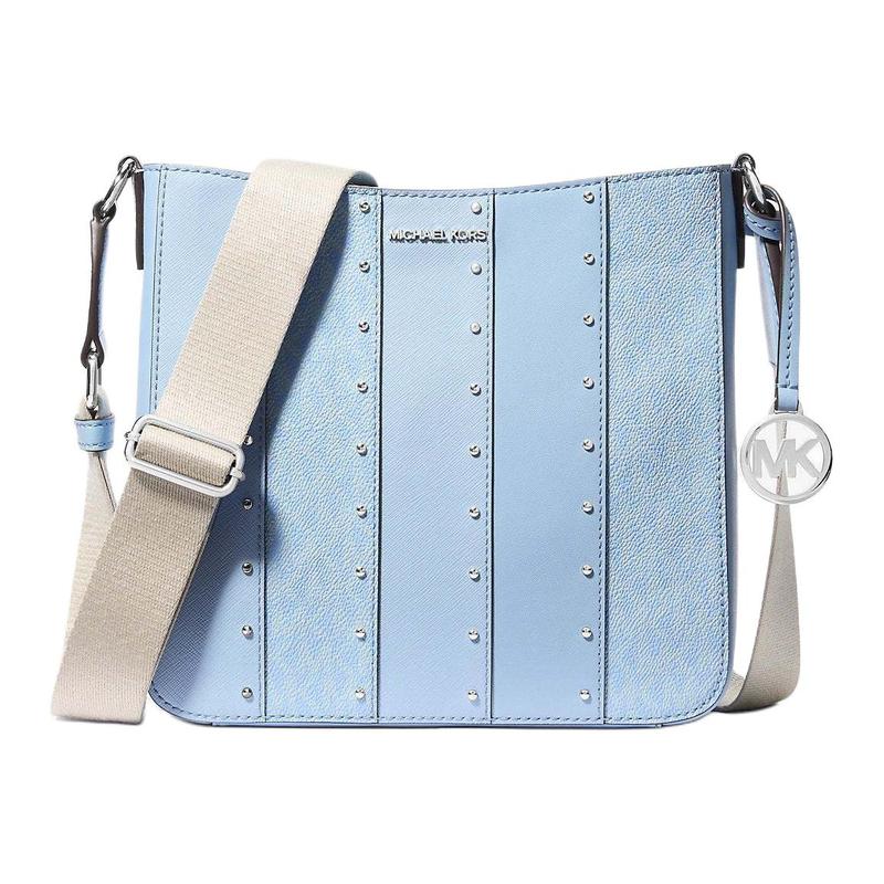 MICHAEL KORS Jet Set Studded Signature Coated Canvas Shoulder Crossbody Bag Small Women s Blue синий