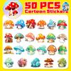 50 Hand-painted Mushroom Stickers Psychedelic Retro Cute Mushroom Cute Colorful Doodle Stickers