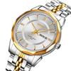 SKMEI Men's Watch Gold Silver Stainless Steel Business Classic Wristwatch Gentleman Waterproof Analog Stylish Simple Date Day Luxury Gift Silver