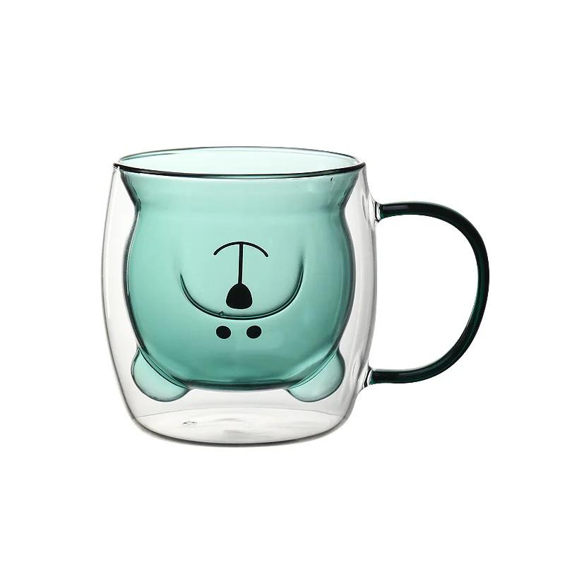 250ml High Borosilicate Creative Glass Cup Little Bear Cup Women'S Summer Cat Claw Cup Double Layer Creative Drinking Cup