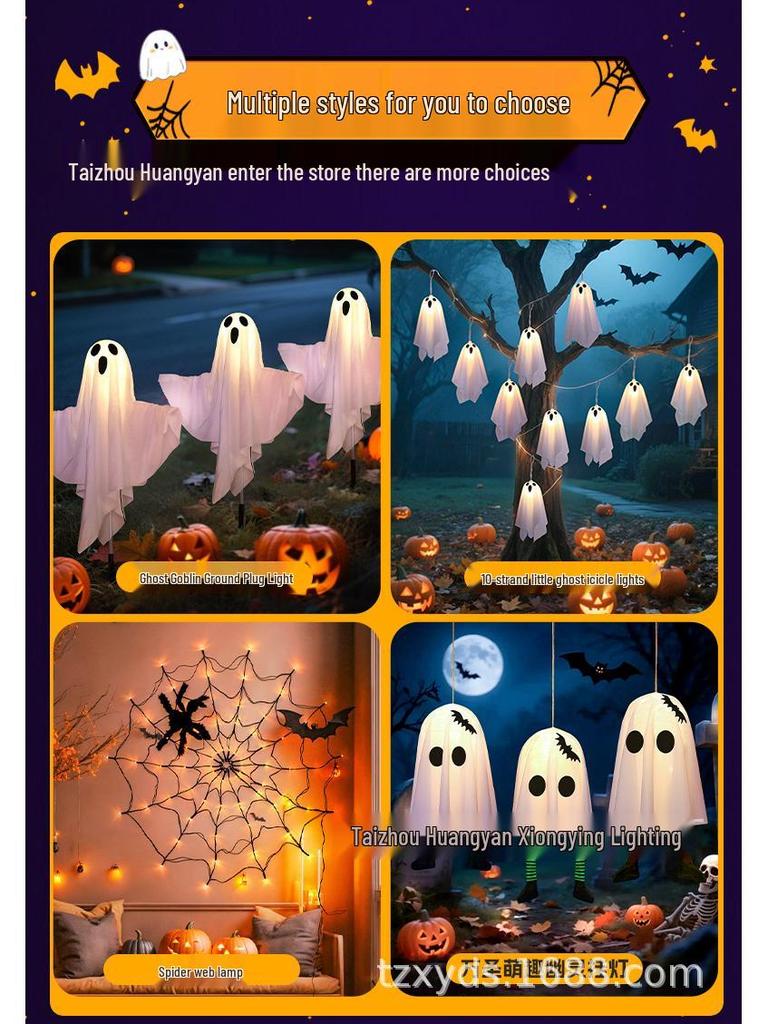 Luminous LED Ghost String Lights: Outdoor Halloween Decoration