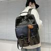 Schoolbag new trendy and cool student schoolbag European and American retro style PU backpack men's and women's large-capacity casual backpack
