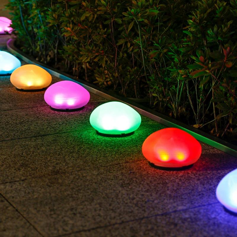Solar Powered Pebble Stone Lamp, Outdoor Ground Lamp LED Outdoor Lighting Decorative Landscape Lamp, Solar Garden Lamp Lawn Lamp