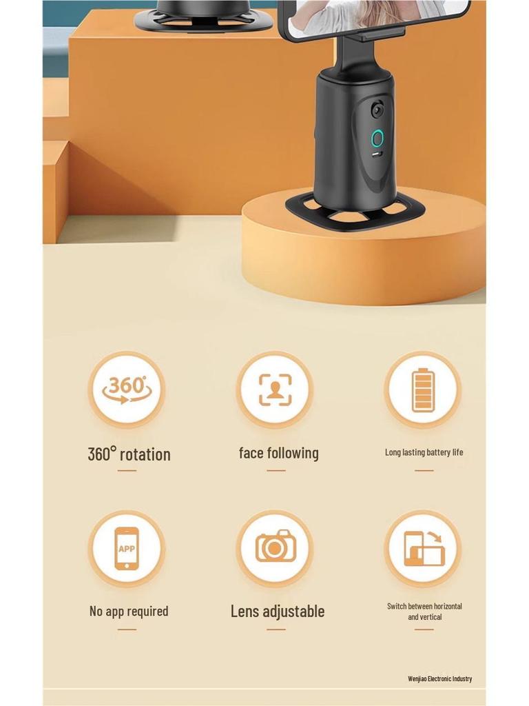 360° AI Auto-Follow Gimbal with Face Recognition