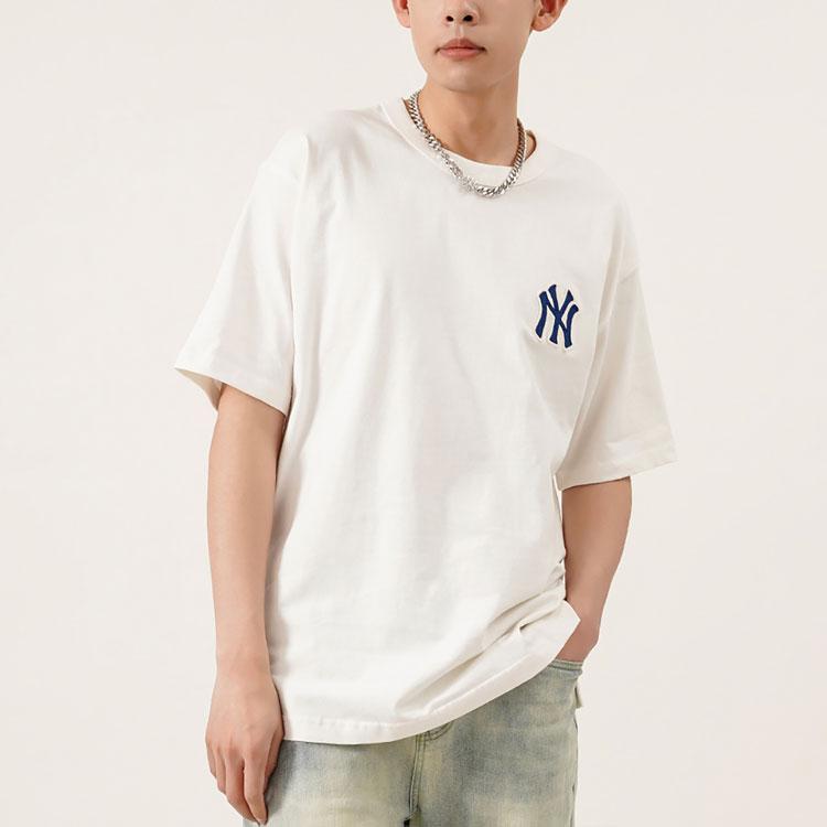 New MLB Old Flower T Shirts Unisex Milk White 3ATSM2023-50CRS