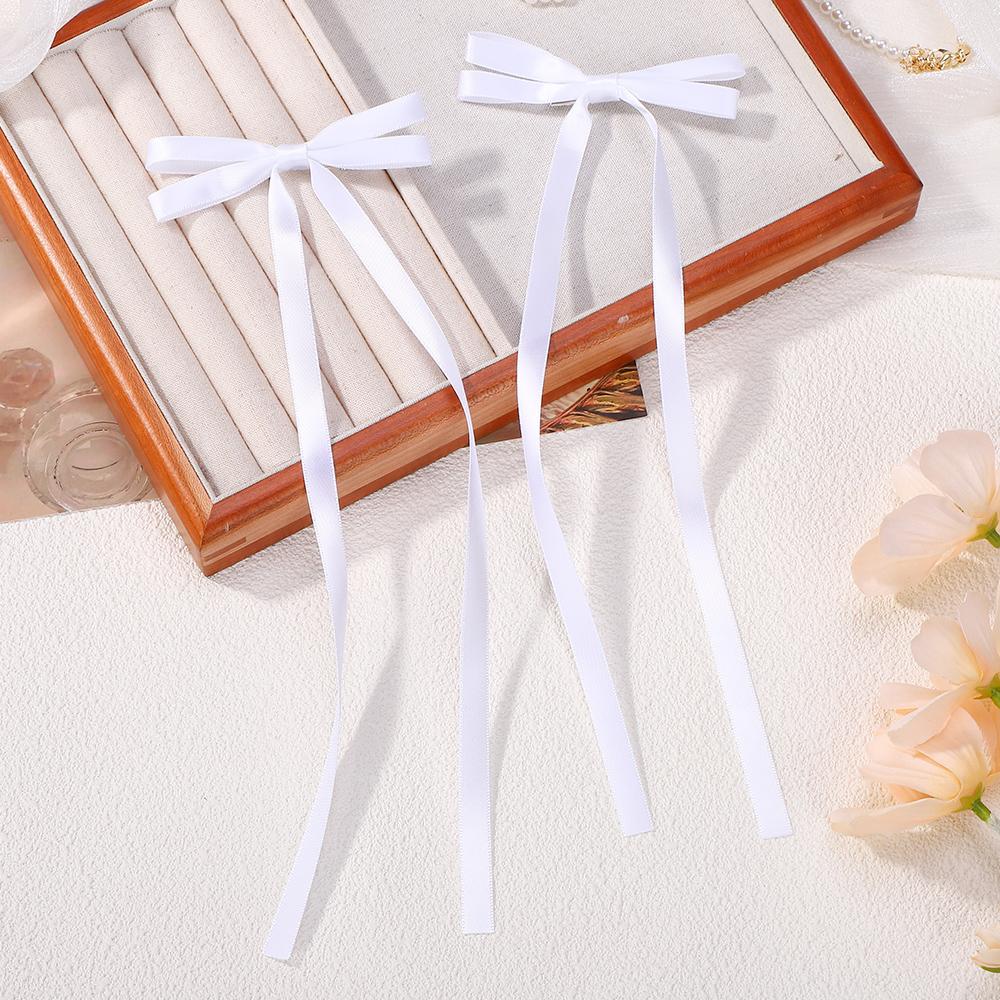 LOVEKIKI 2Pcs Long Tassel Hair Bow Hair Clips for Girl Lovely Ribbon Headwear Ins Party Ponytail Barrette Women Hair Accessories