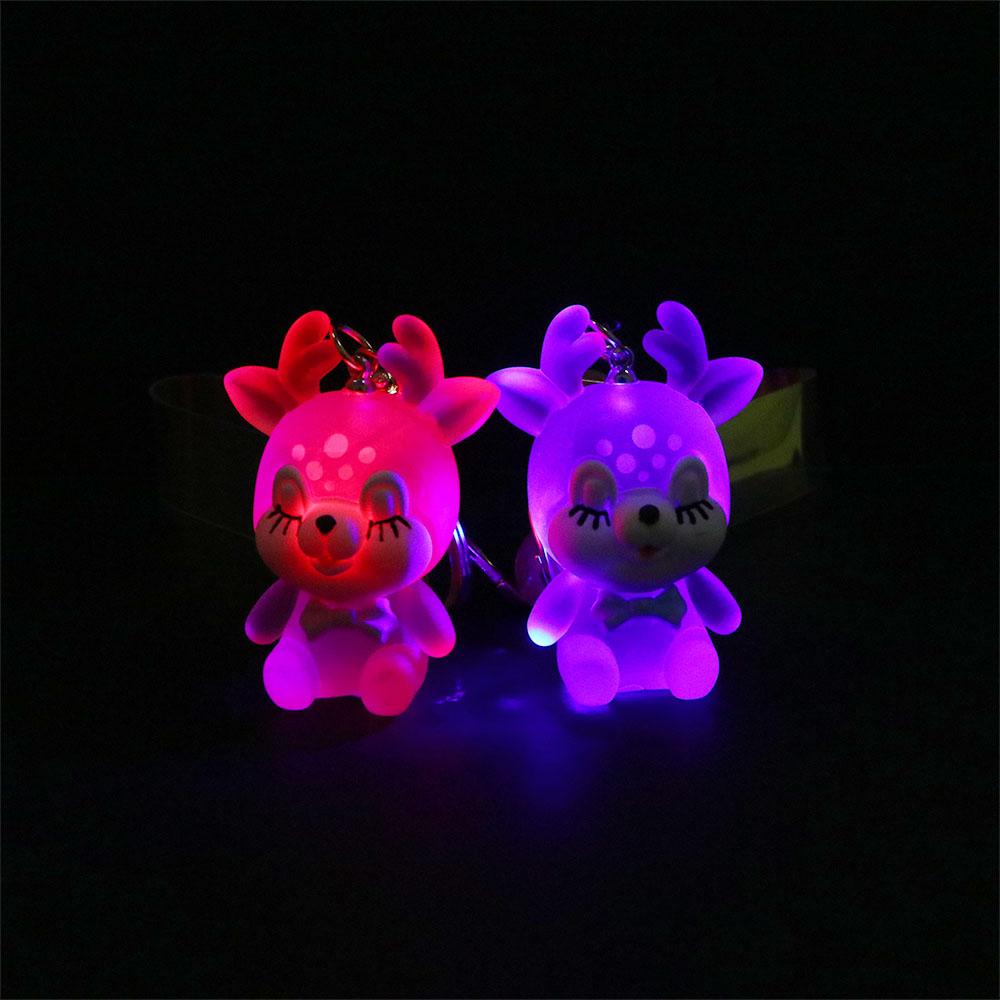 Creative Bag Pendant Acrylic Led Flashlight Keychain Car Keyring Key Lanyard Elk Keychain