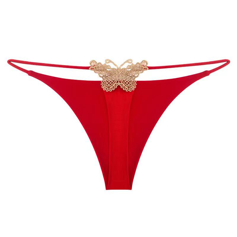 Butterfly Embroidery Low-Waist Seamless Thong - Spring/Summer Collection