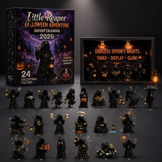 Creative Holiday Gift for Adults Halloween Advent Calendar, 24 Day Countdown Box with Witch Ghost Spooky Desktop Decorations Figurines, Collectible