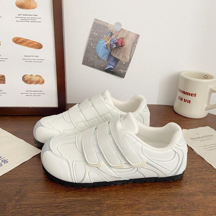 2024 Autumn and Winter New Fashion Casual Velcro Sports Single Shoes, Small White Shoes, Thick Soles Increase Height, and Wear German Training Shoes F