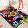 3D Erdbeerblumen Teppich Schnelltrocknend Anti-Rutsch Ultra Weiche Fußmatte Eingang Bohemian Fußmatte Heimdekoration