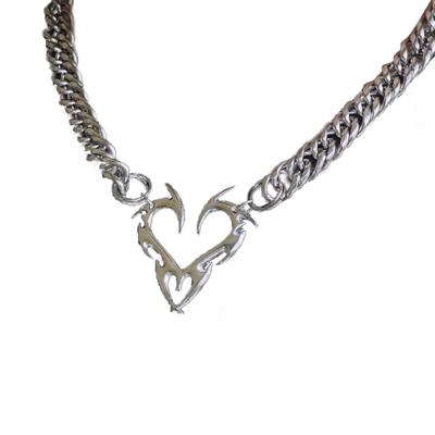 Korean Fashion Punk Hohl Flamme Herz Anhänger Halsketten für Männer Frauen Minimalistischen Rock Choker Halskette Cool Y2k Schmuck