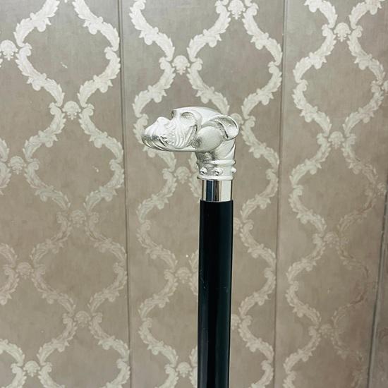 Antique Solid Brass Bulldog Head Handle Wooden Walking Stick