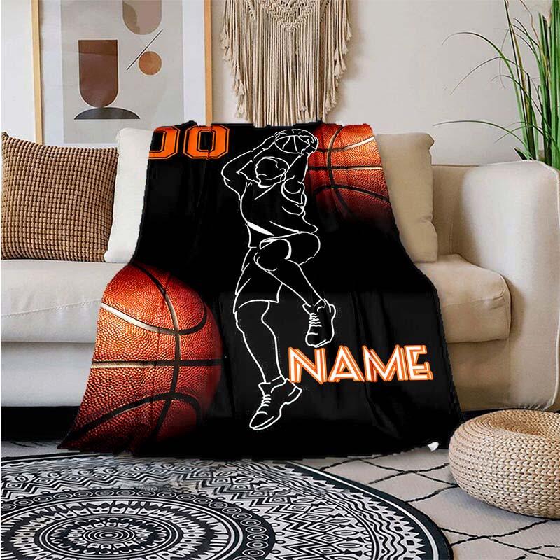 Basketball Enthusiast Customize Your Name Outdoor Blanket Used For Chair Office Sofa Bed Camping Soft And Warm Giving Friends And Relatives Birthday
