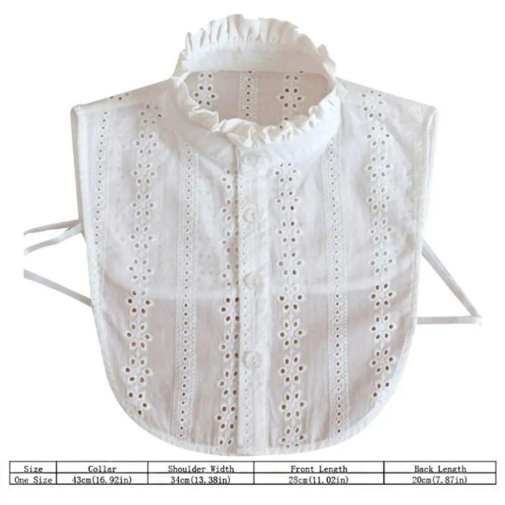 Elegant White Detachable Fake Collar Black Jacquard Lace Lapel Half Shirt Korean Style Stand Collar Adjustable Neckline Women