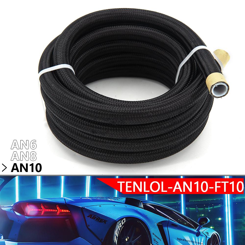 Free Shipping 10/20 FEET 3m/6m AN6 AN8 AN10 PTFE Oil Fuel Hose NYLON Braided Inside PTFE
