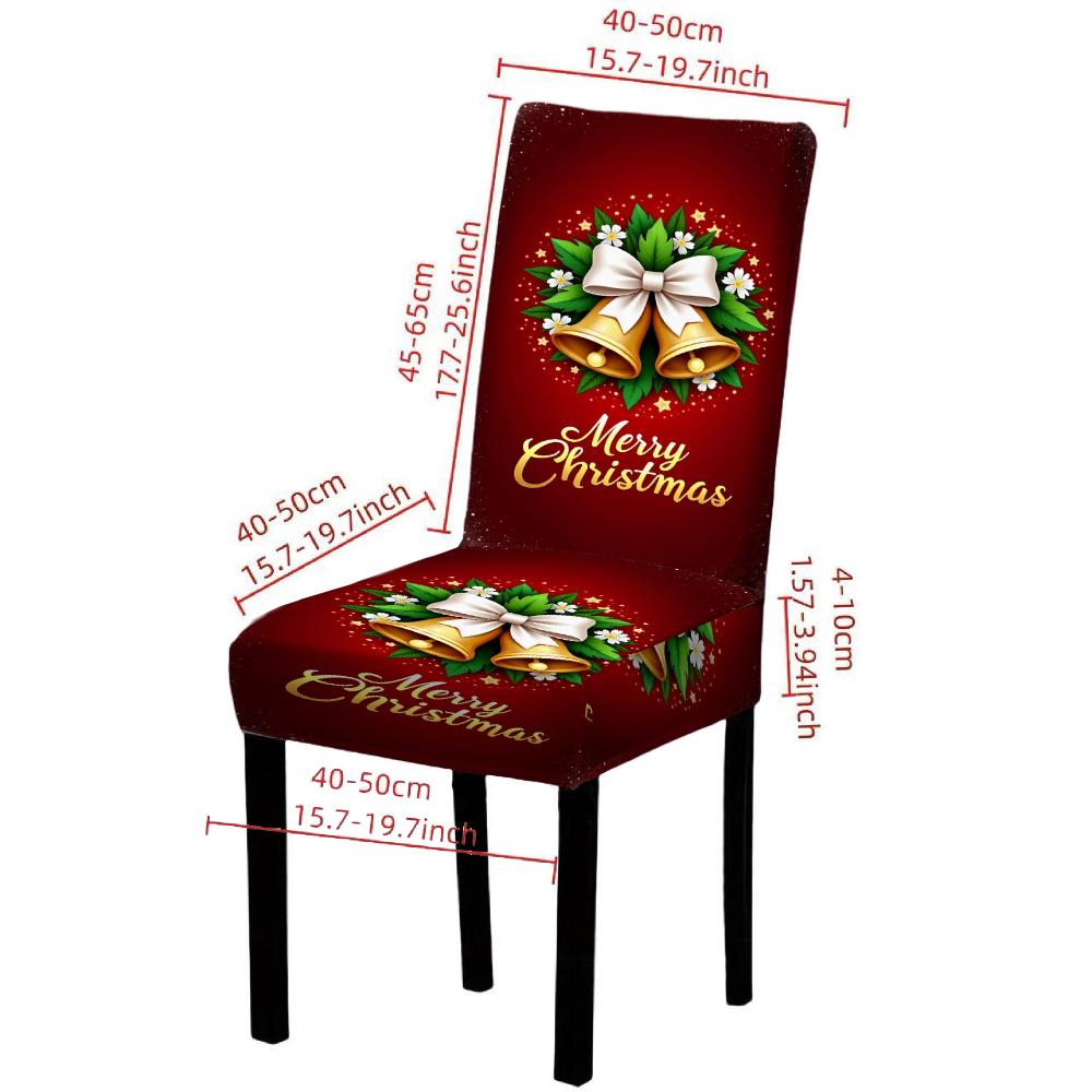 Christmas Bell Pattern Spandex Chair Cover Holiday Party Table Decoration Home Supplies