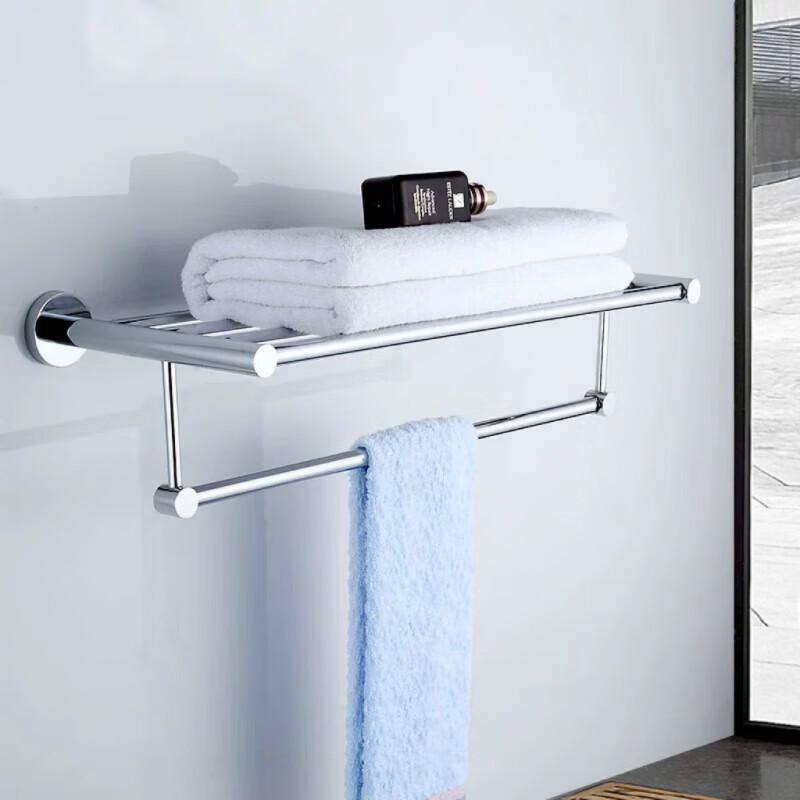 Stainless Steel Bathroom Towel Rack with Storage Shelf