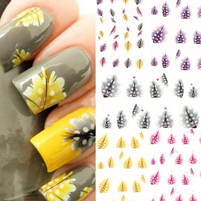 1 Blatt Mode Feder Form 3D Nail Art Wasser Aufkleber Aufkleber Nagel Tipps Dekoration