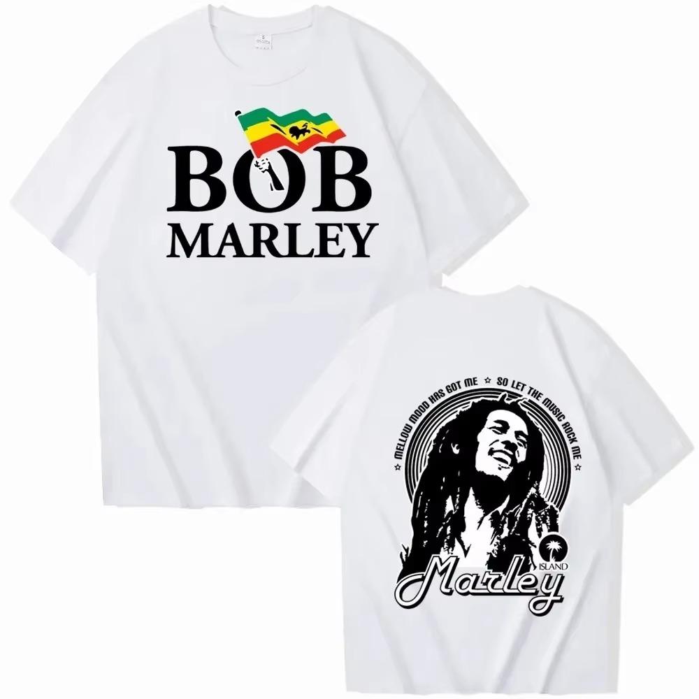 Bob Marley T-skjorter Mote T-skjorte for Menn Y2K Topper Harajuku O-hals Kortermet Skjorter Fans Gave Sommer Dame Mote T-skjorte
