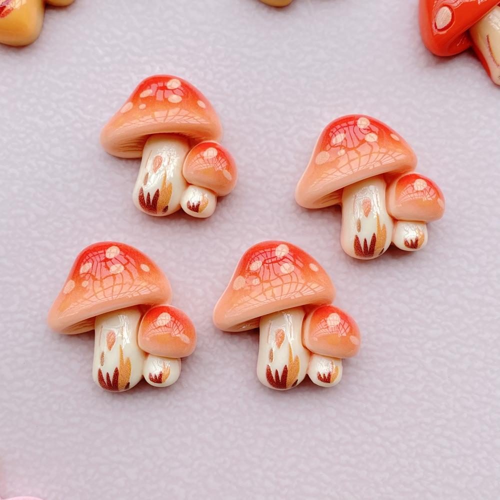 10Pcs New Resin Cartoon Mushroom Series Flat Back Cabochons Scrapbooking DIY Jewelry Craft Decoration Accessories