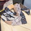 1116 Spring and Summer New Small Square Scarf Women's Light Luxury Versatile Personalized Floral Age-reducing Printing Silk Scarf Retro Splicing Scarf