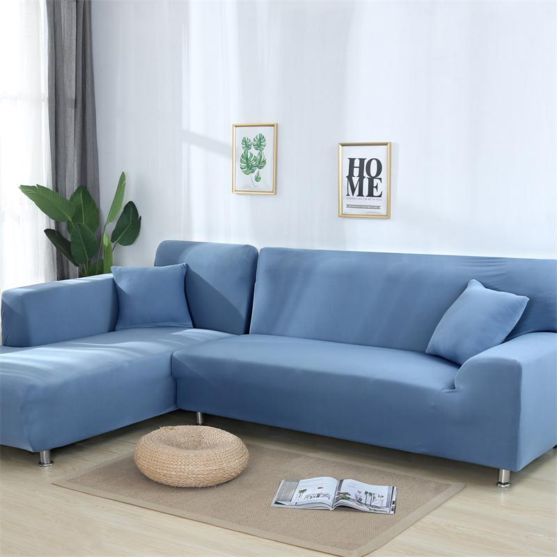 Solid Color Corner Sofa Covers for Living Room Elastic Couch Slipcovers  Sofa Protector for Pets Kids Chaise Longue Chair Cover