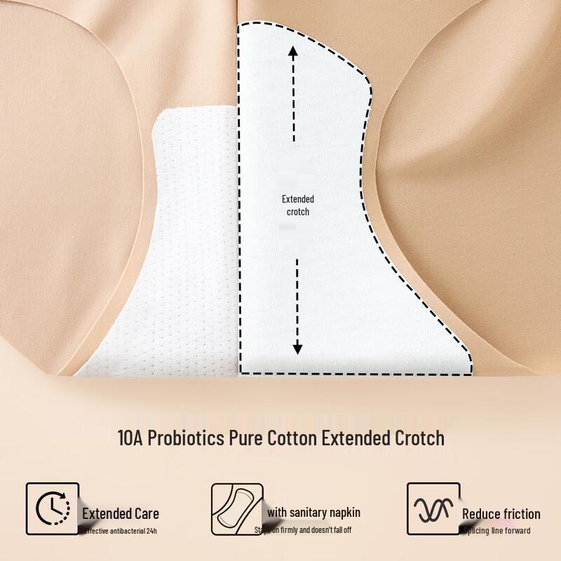 Oudifen Women's Seamless High-Waist Probiotic Cotton Briefs