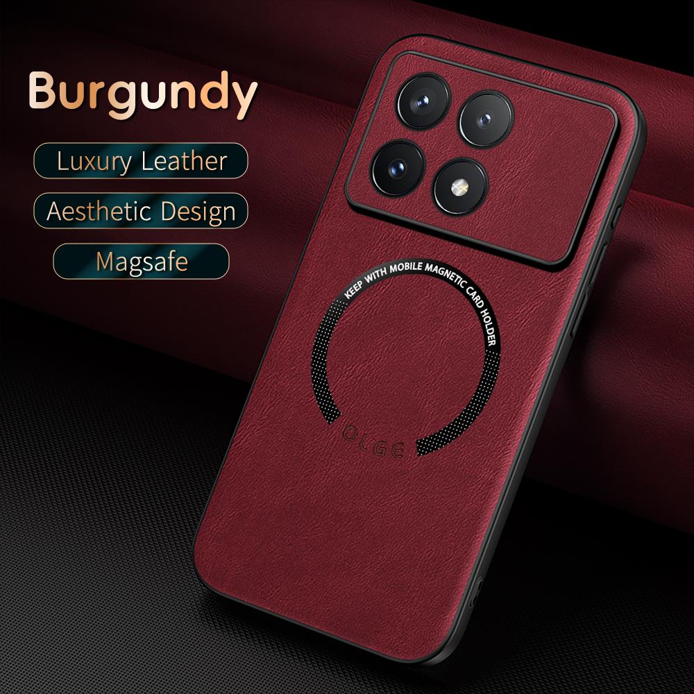 

Роскошный кожаный магнитный чехол Magsafe для POCO X6 X5 Pro F5 Pro C65 M6 автомобильный чехол силиконовый противоударный полный защитный чехол Poco C65 кларет