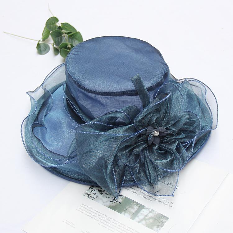 Summer Mesh Sun Hat Organza Flower Pot Hat Big Brim Foldable Beach Sun Hat Children