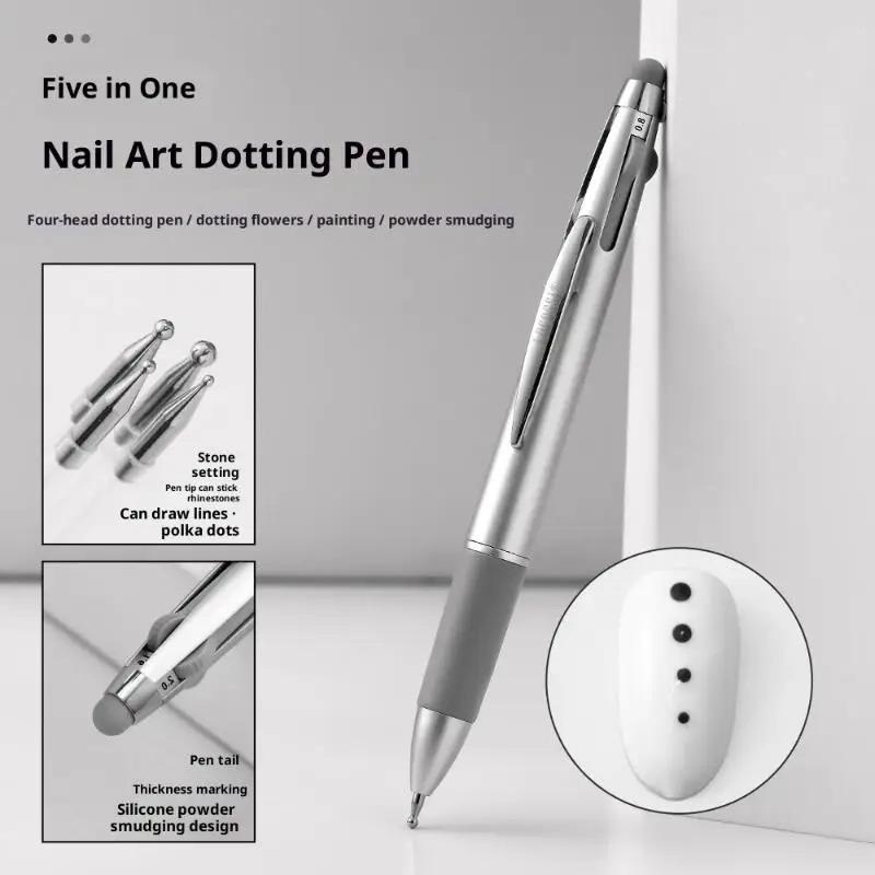 5 in 1 Nagelkunst Punktierwerkzeuge Scheibe Nagelbohrer Spitze Nagelwerkzeuge Punktmalwerkzeug Nagelspitzenbohrer Stift Für Punktzeichnung Zuhause Salon