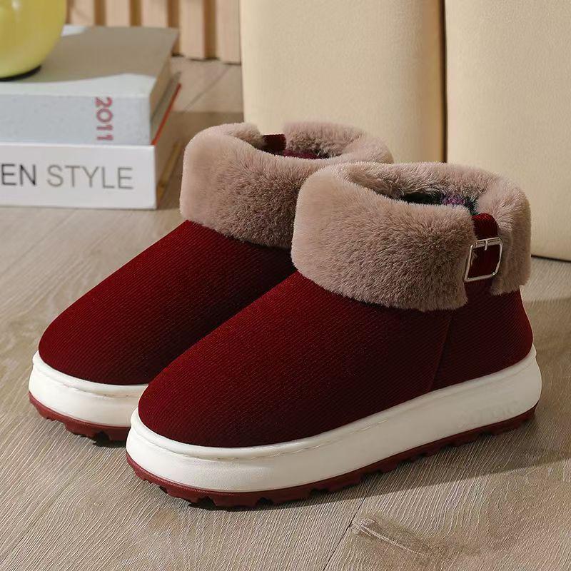 New High-Top Winter Warm Cotton Slippers with Anti-Slip Thick Soles for Men and Women