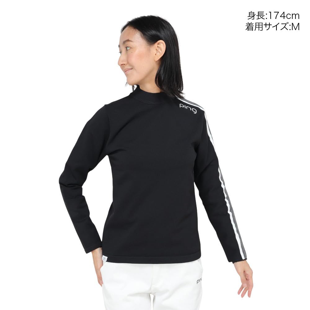 Ping Apparel Long Sleeve High Neck Sweater Golf LL Women's (Side Stripe) / / 622-4275902 010_Black