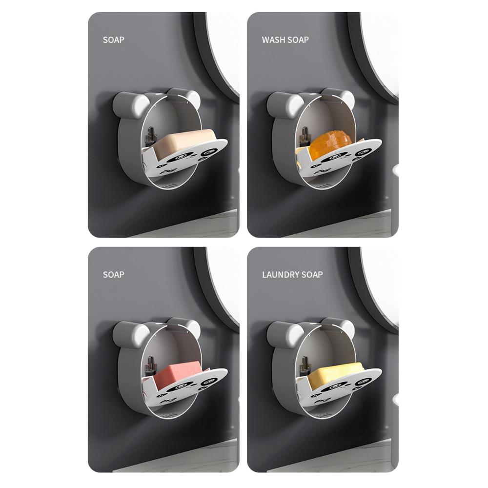 Black White Soap Storage Box Wall Mounted Cartoon Soap Holder Soap Dish  Home Shower Bathroom