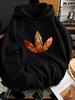 Unisex Hoodie, Autumn Season, Fall Foliage Leaf Graphic, Pullover Sweatshirt, Casual Streetwear Style, Daily Wear Outdoor Activity, Drawstring Hood Fr