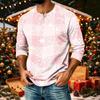 Men's Casual Shirt with Raglan Three-Quarter Length Sleeves Christmas Print Pullover
