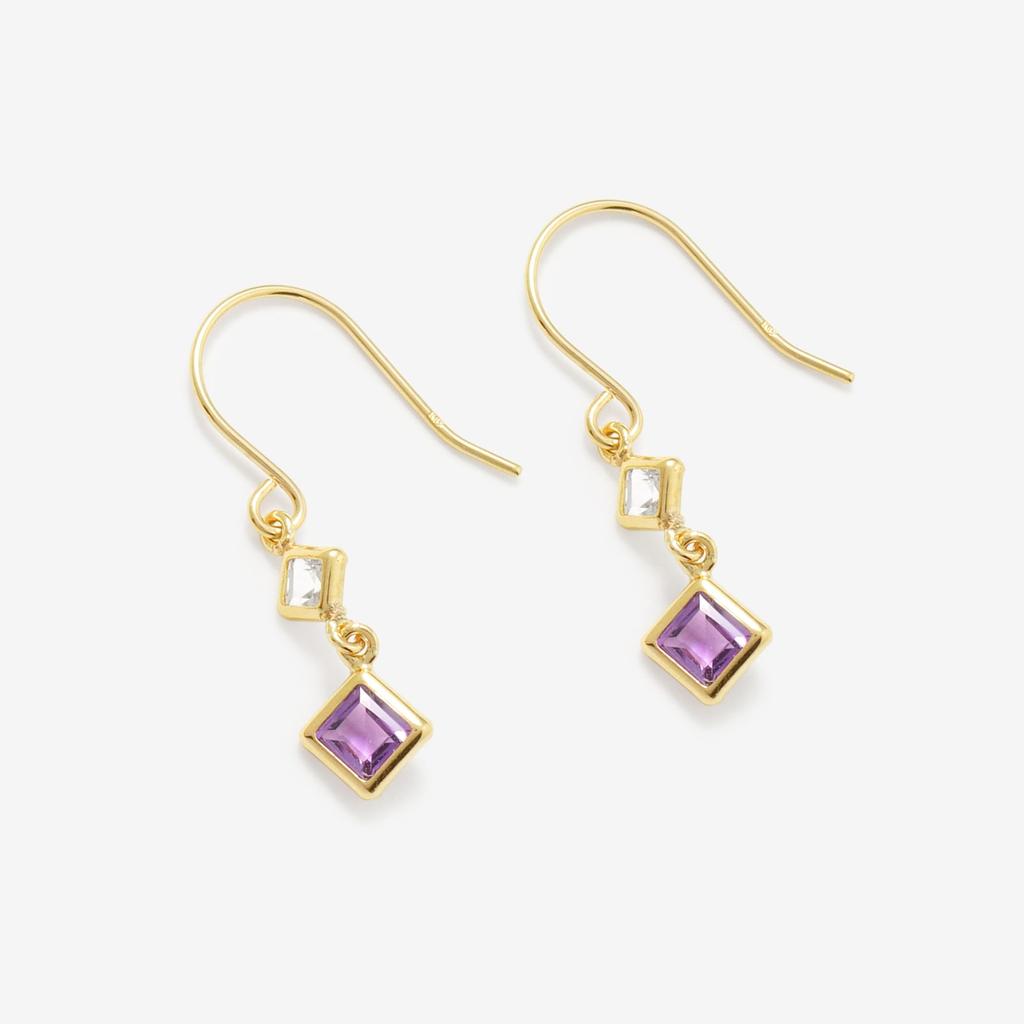 ESTELLE [Official] Women's Hook Earrings in 10K Yellow Gold with Amethyst (February Birthstone) 0222-9725-0019-0000