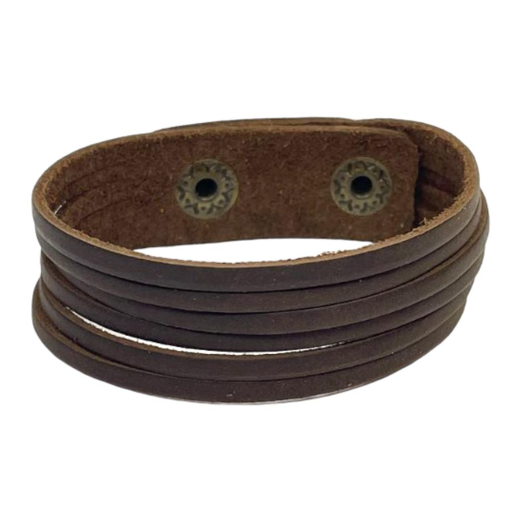 Wide Retro Leather Bracelet In Blue