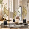 Geometric Leaf Sculpture with Square Base Sturdy for Shelf Display, Office