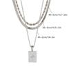 Stainless Steel Three Layer Pendant Necklace Square Star Minimalist Jewelry