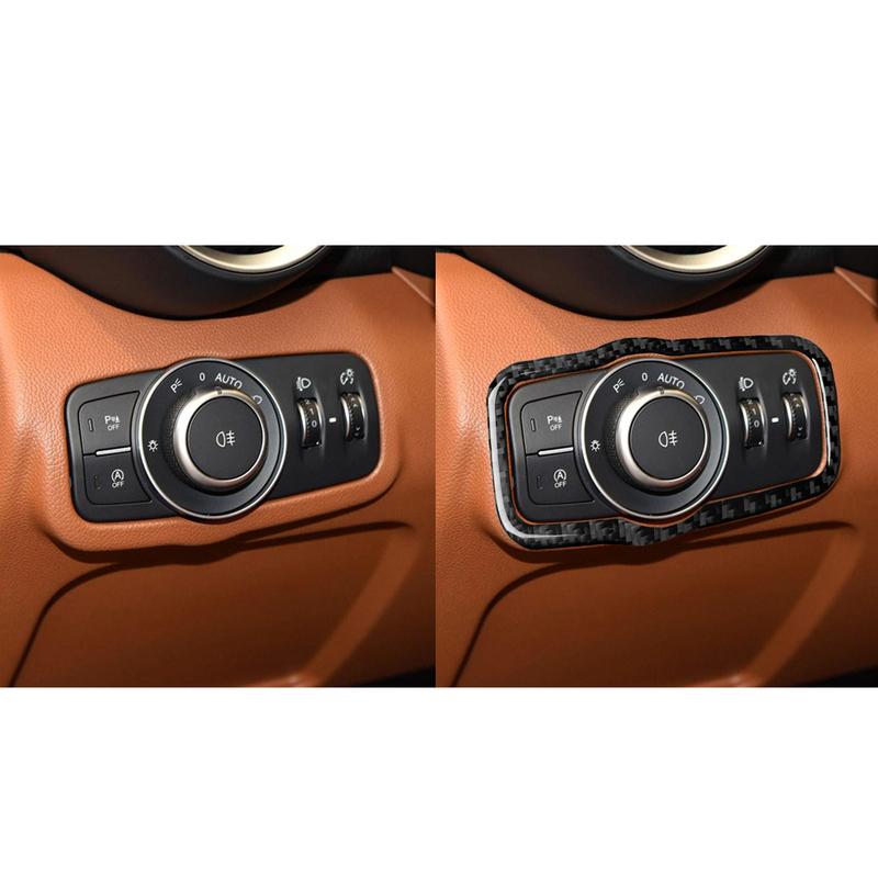 Carbon Fiber Car Accessories Headlight Switch Panel Modified Interior Trim Cover Soft Sticker For Alfa Romeo Giulia 2017-