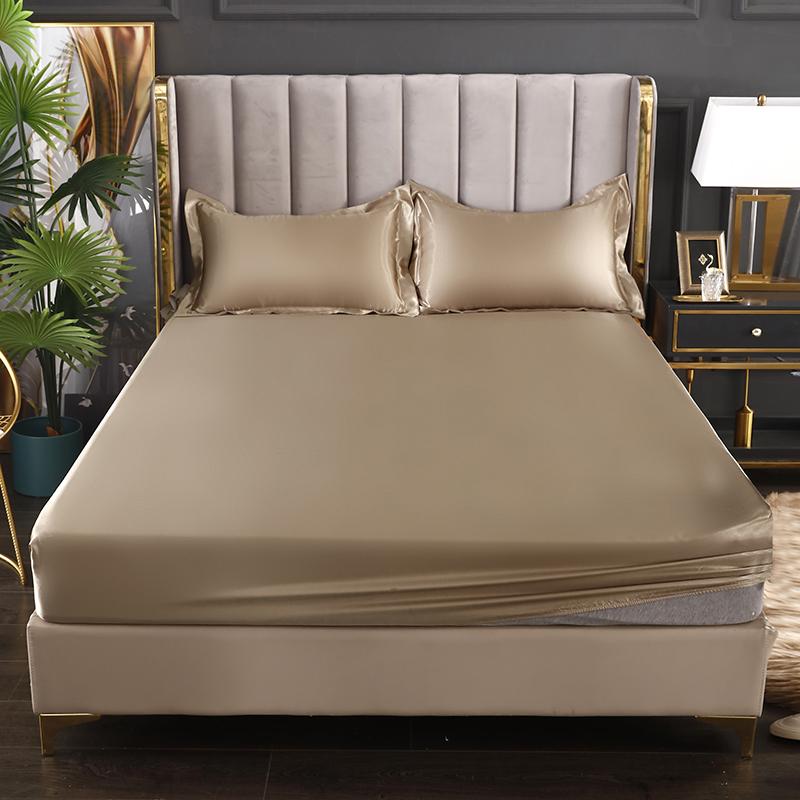 Satin Elastic Fitted Sheet King Size 200x220cm Mattress Cover No Pillowcases Bedding