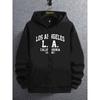 Letter Printed Zipper Hooded Sweatshirt, Kangaroo Pocket, Fashionable Long Sleeved Hooded Sweatshirt, Autumn and Winter Loose Casual Top
