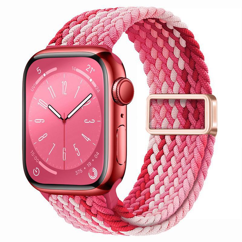 Compatible with Apple Watch S10, iWatch 11, Xiaomi 9, Huawei; Rainbow Nylon Magnetic Buckle Strap.