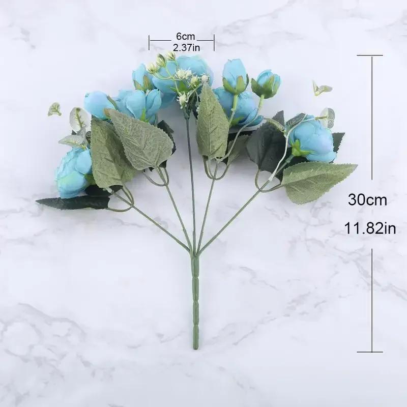 30cm Rose Pink Silk Peony Artificial Flowers Bouquet 5 Big Head Cheap Fake Wedding Decorate